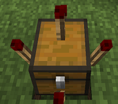 All 5 types of unlit redstone torches on a chest