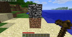 Step 1: Place dirt underneath the block to be destroyed
