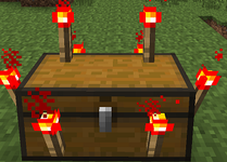 All 5 types of redstone torches on a double chest