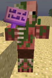 A zombie pigman wielding an enchanted sign