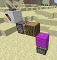 The simplest possible design. The lower piston is sticky and the upper is regular. This will transfer the data value of 2 from the magenta wool to the log.