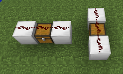 Two straight redstone line over a chest