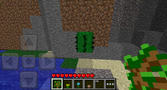 The water replaced with a cactus, leaving it floating and next to a solid block