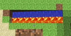Water and lava touching without producing anything. Including invalid lava level in the overworld.