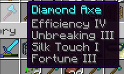 Fortune and Silk Touch diamond axe from enchanting