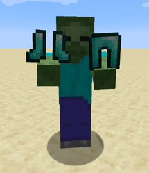 A zombie dual wielding diamond armor