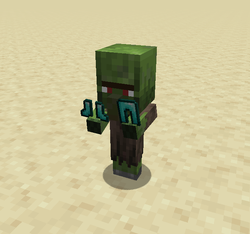 A baby zombie villager dual wielding diamond armor