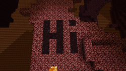 A discontinued configuration of End portal blocks, spelling the word "Hi".